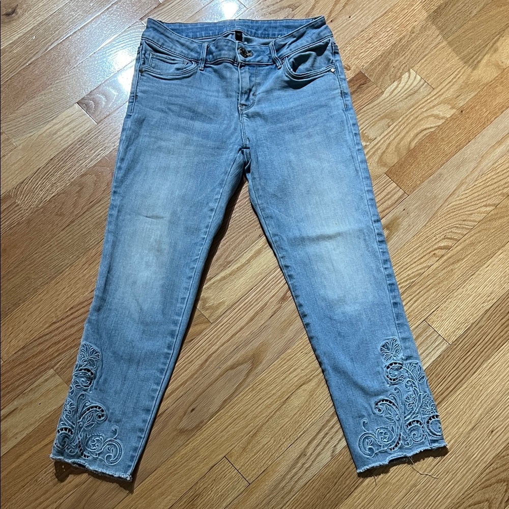 Embroidered Blue Women's Jeans 2P